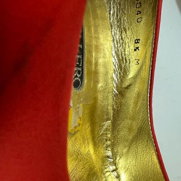 MARTINEZ VALERO Vtg 80’s Color-Blocked satin red 3" Pump size 8.5 M - Picture 9 of 10